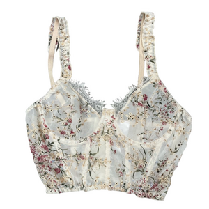 Floral Embroidered Cream Corset lingerie small